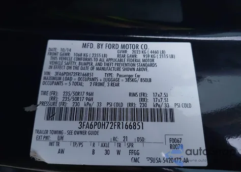 2015 Ford Fusion Se z USA, uszkodzony, nr VIN 3FA6P0H72FR166851